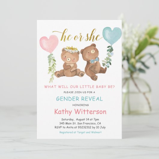 Gender Reveal Beer Balloons Baby shower Kaart (Staand voorkant)