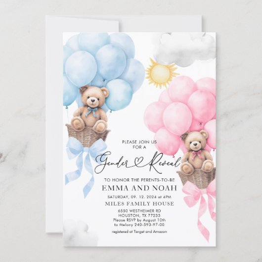Gender Reveal Beer en Bow Invitation Kaart (Voorkant)