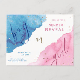 gender reveal, blauw of roze, hij of zij, briefkaart