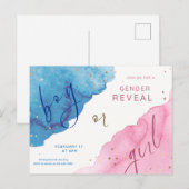gender reveal, blauw of roze, hij of zij, briefkaart (Voorkant / Achterkant)