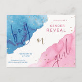 gender reveal, blauw of roze, hij of zij, briefkaart (Voorkant)