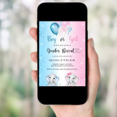 Gender reveal blue pink boy girl elephants kaart