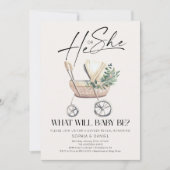 Gender Reveal Boho Baby Stroller Baby shower Kaart (Voorkant)