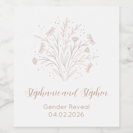 Gender Reveal - Boho Floral Wijn Etiket (Enkel label)