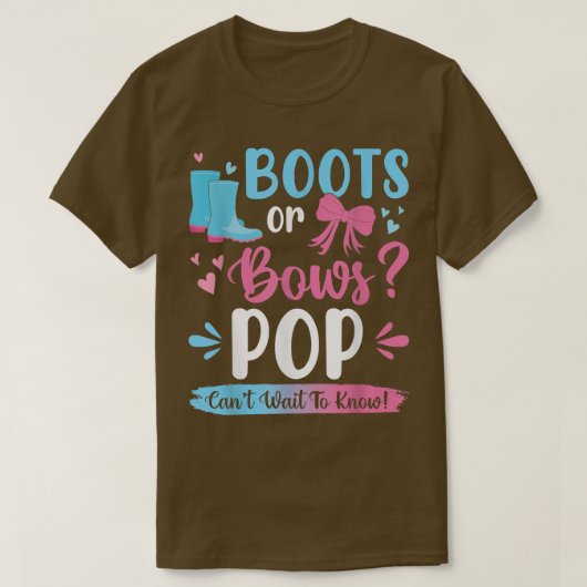 Gender reveal boots or bows Pop matching baby part T-shirt (Design voorkant)