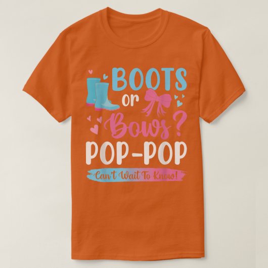 Gender reveal boots or bows Pop Pop matching baby  T-shirt (Design voorkant)