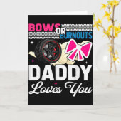 Gender Reveal Dad Est Humor Bows Or Burnouts Daddy Kaart (Gele Bloem)