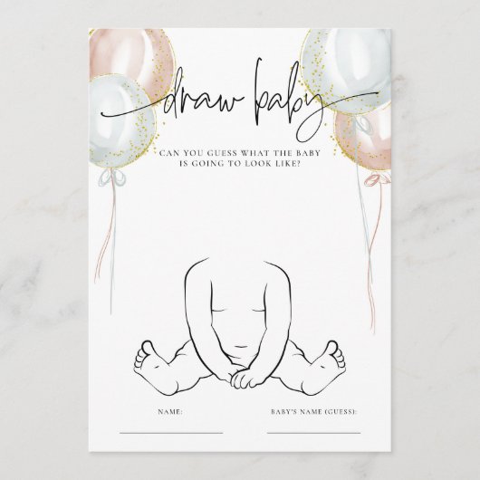 Gender Reveal Draw the Baby shower Game Kaart (Voorkant)