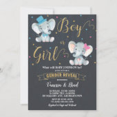 Gender Reveal Elephant Baby Gender Reveal Party Kaart (Voorkant)