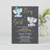 Gender Reveal Elephant Baby Gender Reveal Party Kaart (Staand voorkant)