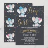 Gender Reveal Elephant Baby Gender Reveal Party Kaart (Voorkant / Achterkant)