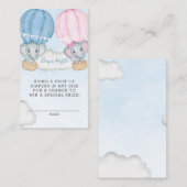 Gender Reveal Elephant Balloon Luier Raffle Informatiekaartje (Voorkant / Achterkant)
