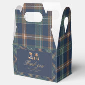 Gender Reveal Favor Boxes Navy Plaid Teddy Bear Bedankdoosjes (Geopend)