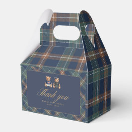 Gender Reveal Favor Boxes Navy Plaid Teddy Bear Bedankdoosjes