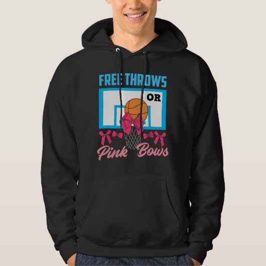 Gender Reveal Free Throws or Pink Bows Basketball Hoodie (Voorkant)