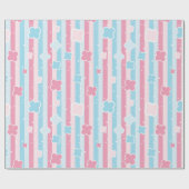 Gender Reveal Gestreept Blauw Roze Pastel Baby sho Cadeaupapier (Vlak)