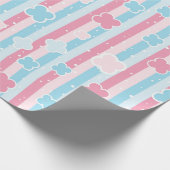 Gender Reveal Gestreept Blauw Roze Pastel Baby sho Cadeaupapier (Hoek)
