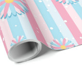Gender Reveal Gestreept Blauw Roze Pastel Baby sho Cadeaupapier (Rol Hoek)
