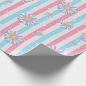 Gender Reveal Gestreept Blauw Roze Pastel Baby sho Cadeaupapier (Hoek)