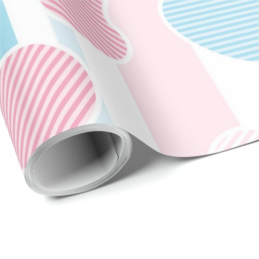 Gender Reveal Gestreept Blauw Roze Pastel Baby sho Cadeaupapier (Rol Hoek)