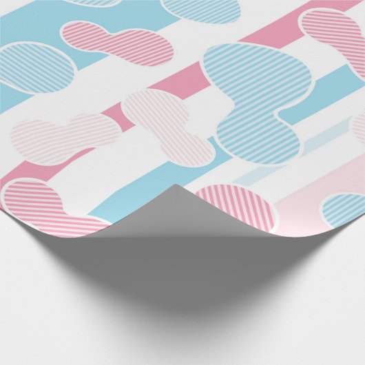 Gender Reveal Gestreept Blauw Roze Pastel Baby sho Cadeaupapier (Hoek)