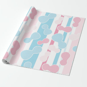 Gender Reveal Gestreept Blauw Roze Pastel Baby sho Cadeaupapier