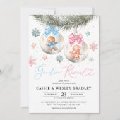 Gender Reveal Gingerbread Baubles Baby Shower Kaart (Voorkant)