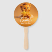 Gender Reveal Hand Fan, Little Lion. Neutral Team Handwaaier (Voorkant)