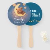 Gender Reveal Hand Fan, Teddy Bear. It’s a Boy Handwaaier (Voorkant en achterkant)