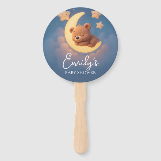 Gender Reveal Hand Fan, Teddy Bear. Neutral Team Handwaaier (Voorkant)
