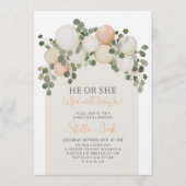 Gender Reveal He or She Greenery Balloons Kaart (Voorkant)