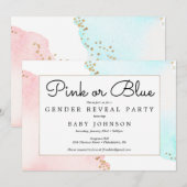 Gender Reveal Invitation Baby shower roze of blauw Kaart (Voorkant / Achterkant)