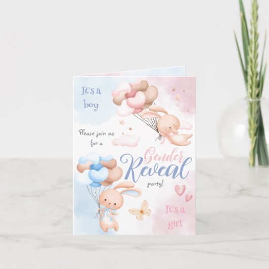 Gender Reveal Invitation - Blue & Pink Balloons (Voorkant)
