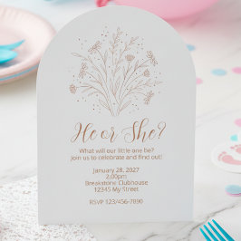 Gender Reveal Invitation - Boho Floral Arch Kaart