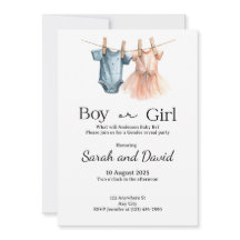 Gender Reveal Invitation • Boy or Girl Baby Shower