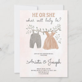 Gender Reveal Invitation card on marble surface Kaart