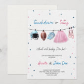 Gender Reveal Invitation card with a football,tutu Kaart (Voorkant / Achterkant)