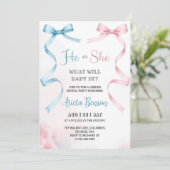 gender reveal invitation card with pink Invitation Kaart (Staand voorkant)