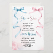 gender reveal invitation card with pink Invitation Kaart (Voorkant / Achterkant)