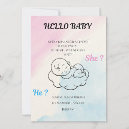 Gender reveal invitation  kaart