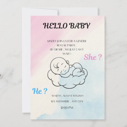 Gender reveal invitation kaart (Voorkant)