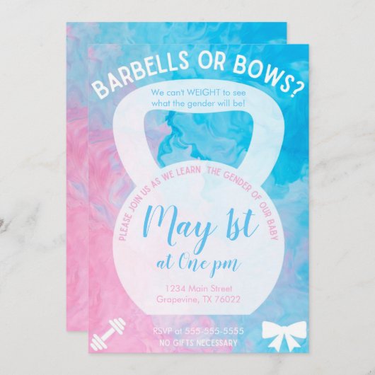 Gender Reveal Invitation Kaart (Voorkant / Achterkant)