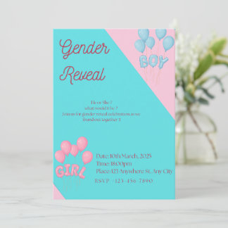 Gender reveal invitation  kaart