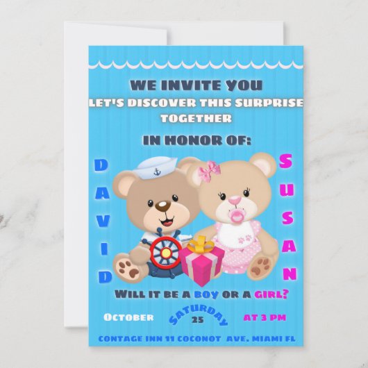 gender reveal invitation kaart (Voorkant)