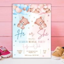 Gender Reveal Invitation Nodig Teddy Bear Idee uit