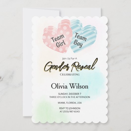 Gender Reveal Invitation – Pink & Blue Watercolor  Kaart (Voorkant)