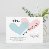 Gender Reveal Invitation | Roze en blauwe harten Kaart (Staand voorkant)