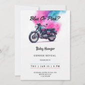 Gender reveal Invitation with a motorcycle Kaart (Voorkant)