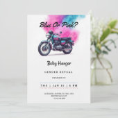Gender reveal Invitation with a motorcycle Kaart (Staand voorkant)