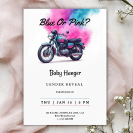 Gender reveal Invitation with a motorcycle Kaart